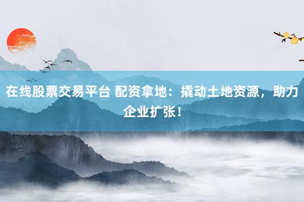 在线股票交易平台 配资拿地：撬动土地资源，助力企业扩张！