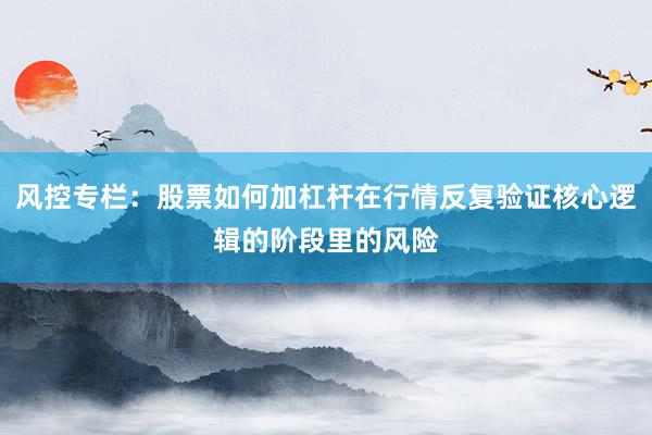 风控专栏：股票如何加杠杆在行情反复验证核心逻辑的阶段里的风险