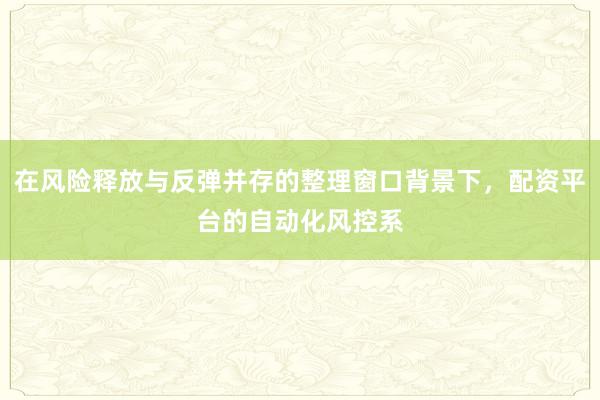 在风险释放与反弹并存的整理窗口背景下，配资平台的自动化风控系