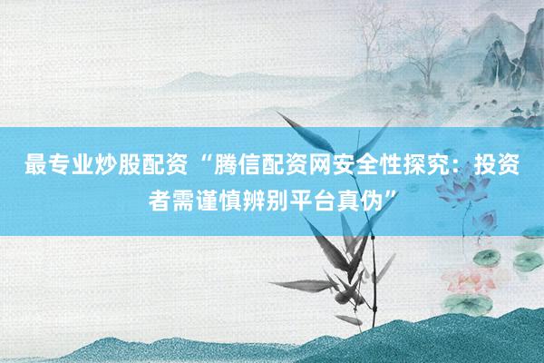 最专业炒股配资 “腾信配资网安全性探究：投资者需谨慎辨别平台真伪”