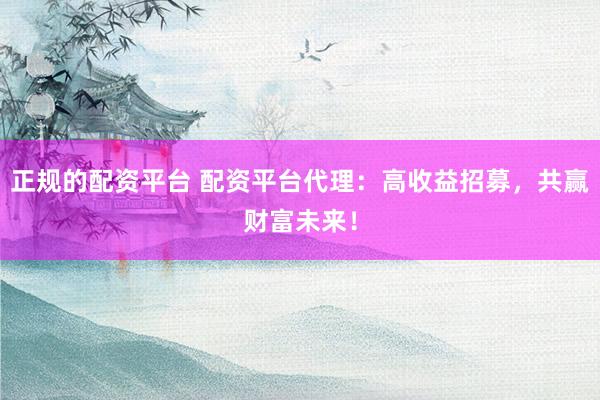 正规的配资平台 配资平台代理：高收益招募，共赢财富未来！